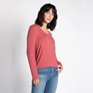 J Jill Womens Mauve Silk Long Sleeve Pleated Neck Pullover Sweater blouse XL